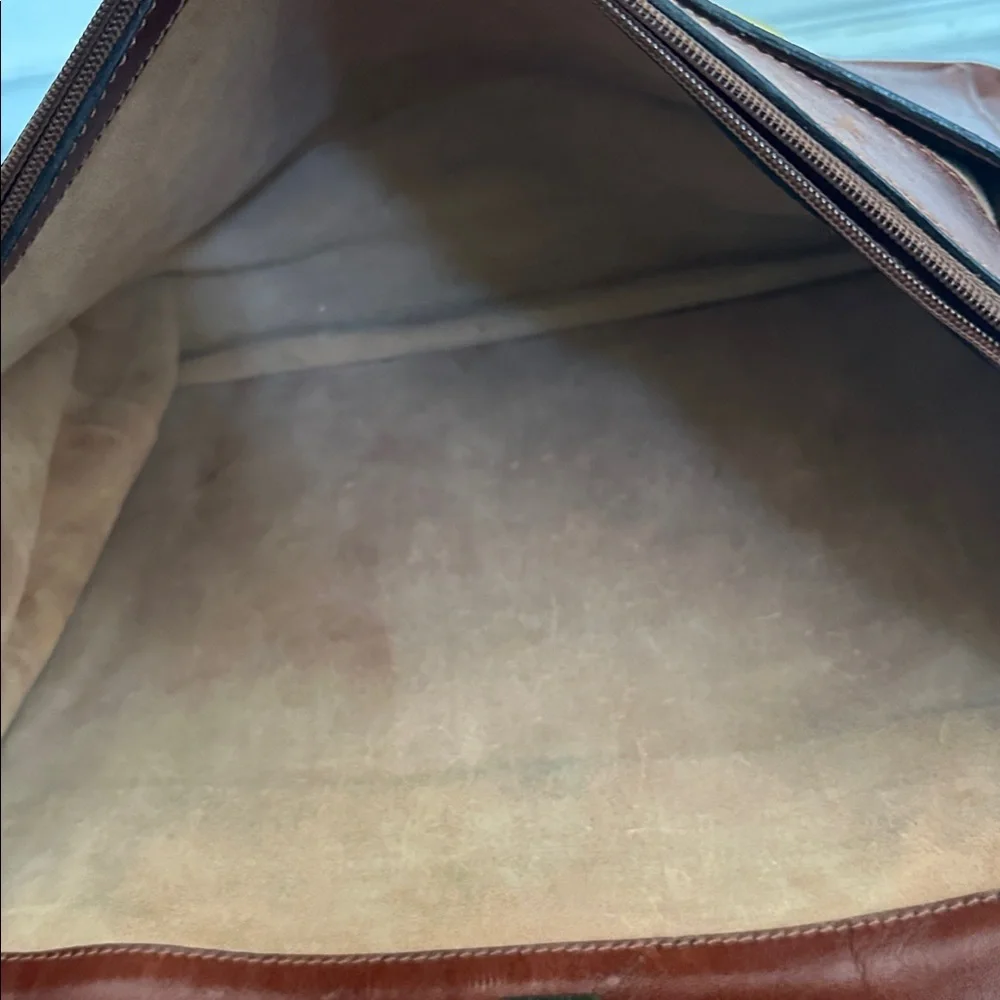 Vintage Classic Italian Genuine Brown Leather Briefcase for Men